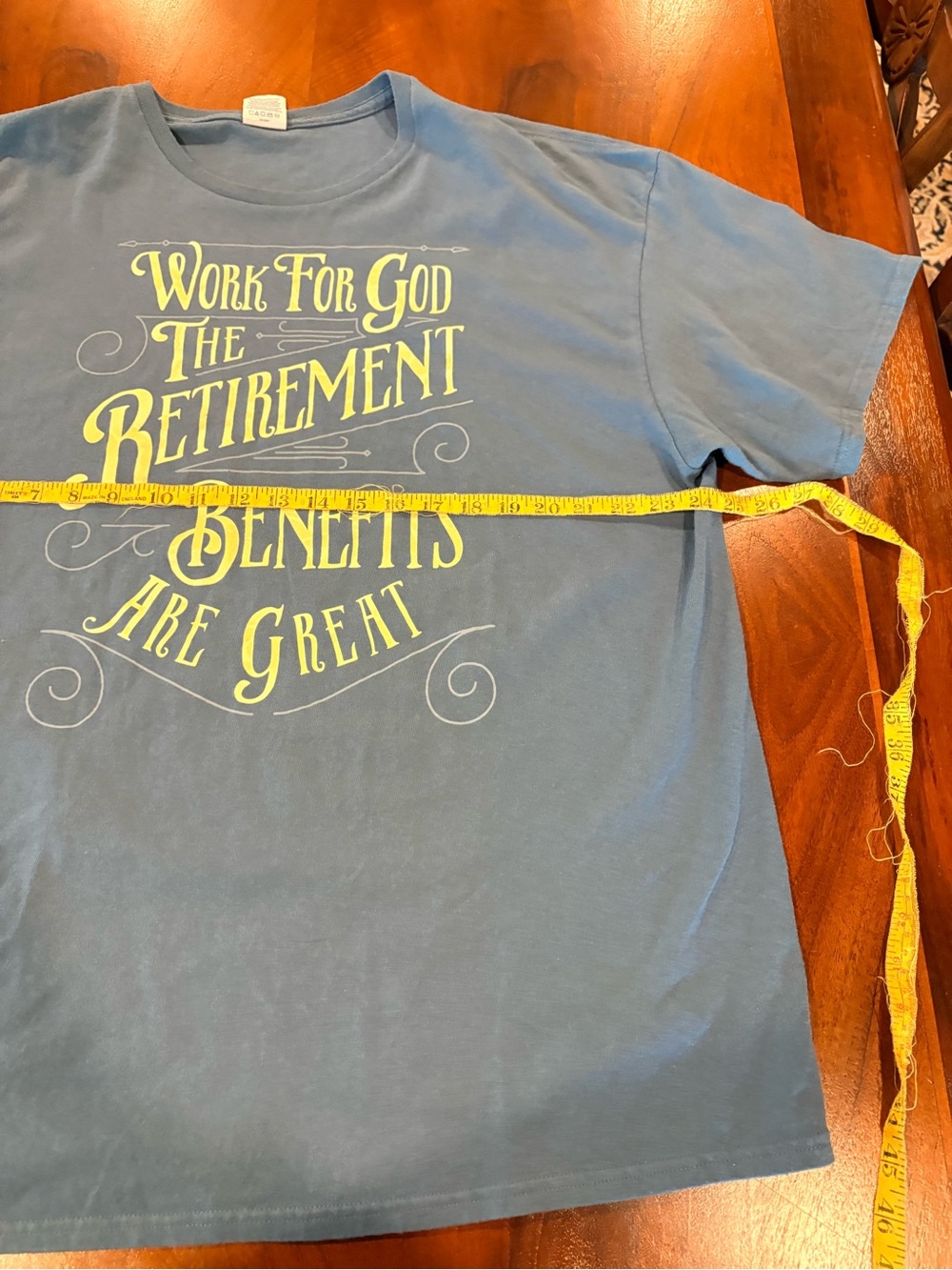 Graphic Short Sleeve Top - Blue with Yellow Print, size XXL - Picture 3 of 4